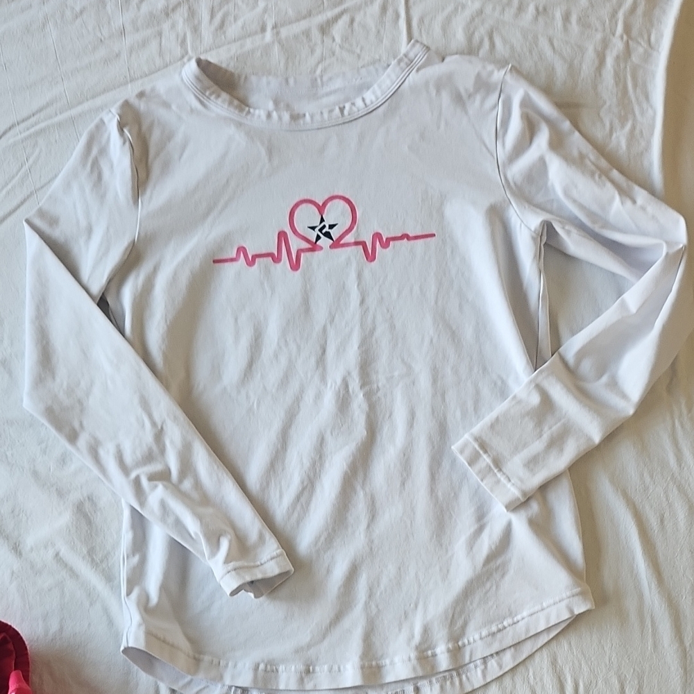 REBEL Athletic white Long Sleeve Heartbeat Graphic Tee